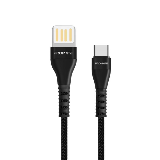 Promate Heavy-Duty High -Speed Data & Charge USB-A  To USB-C Cable 1.2M (VigoRay-C.Black)